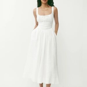 Reformation Balia White Linen Dress